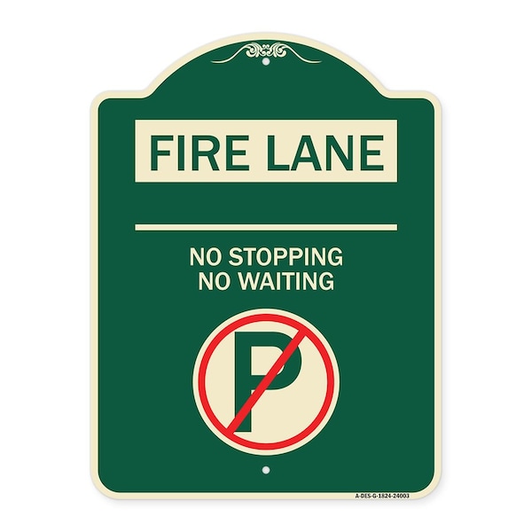 Signmission Fire Lane No Parking No Waiting W/ No Parking Heavy-Gauge Aluminum Sign, 24" x 18", G-1824-24003 A-DES-G-1824-24003 - main